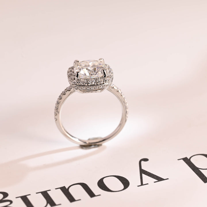 1.50ct-2.50ct Cushion Cut Lab Grown Diamond Halo Engagement Ring