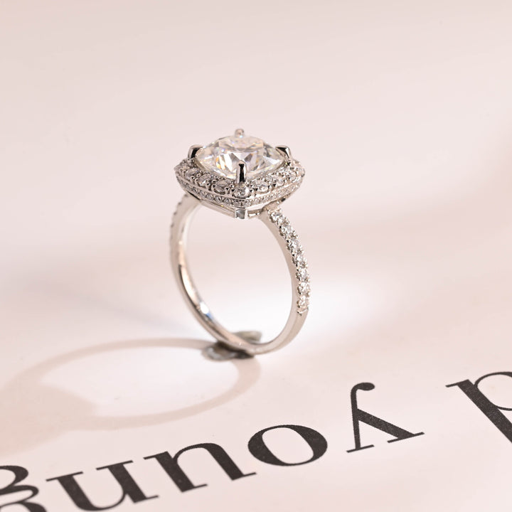 1.50ct-2.50ct Cushion Cut Lab Grown Diamond Halo Engagement Ring
