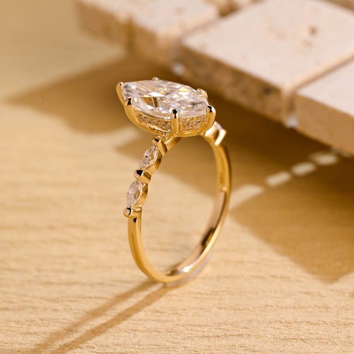 2.0ct-3.0ct Marquise Cut Lab Grown Diamond Pave Engagement Ring