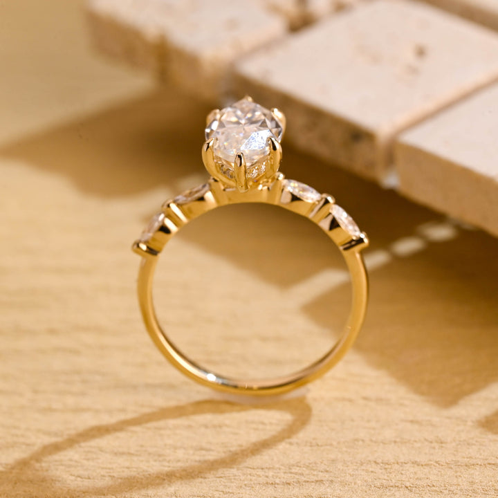 2.0ct-3.0ct Marquise Cut Lab Grown Diamond Pave Engagement Ring