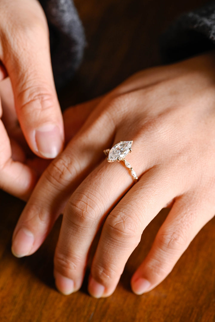 2.0ct-3.0ct Marquise Cut Lab Grown Diamond Pave Engagement Ring