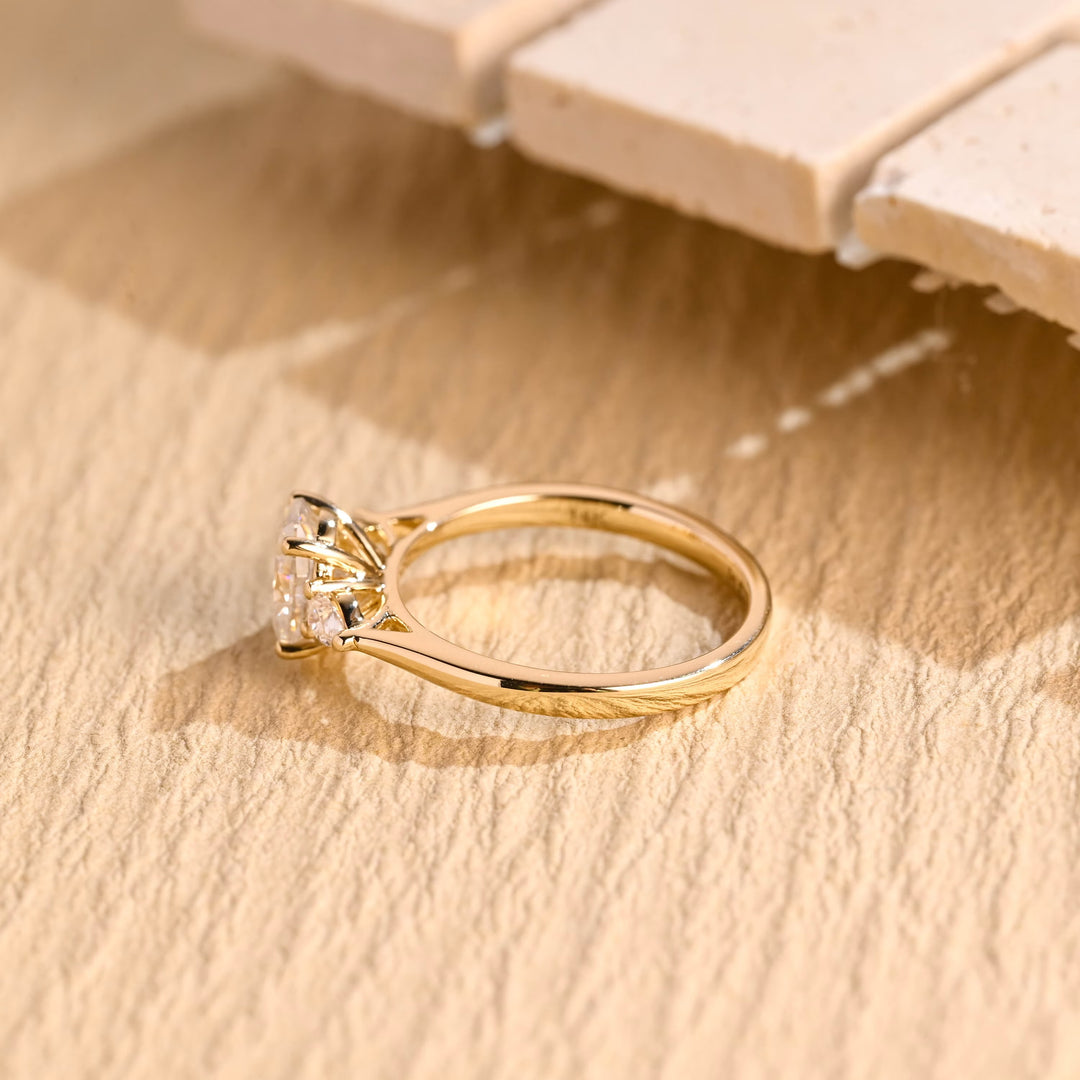 1.0ct-2.0ct Oval Cut Lab Grown Diamond Three Stone Engagement Ring