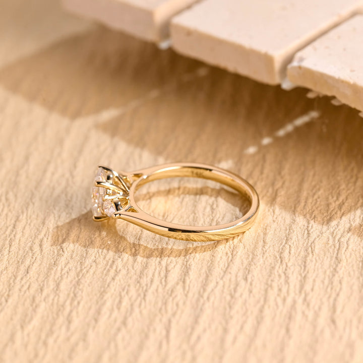 1.0ct-2.0ct Oval Cut Lab Grown Diamond Three Stone Engagement Ring