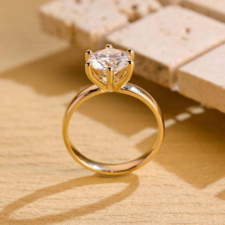 1.0ct-2.0ct Round Cut Lab Grown Solitaire Diamond Engagement Ring