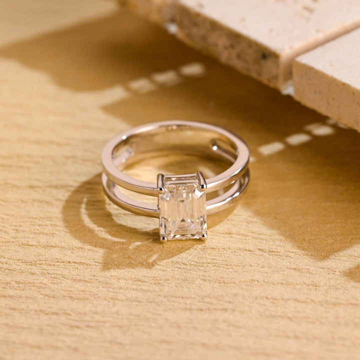1.50ct-2.50ct Emerald Cut Lab Grown Diamond Solitaire Engagement Ring