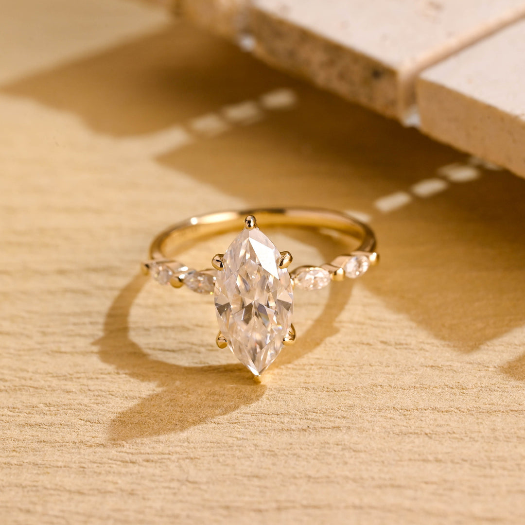 2.0ct-3.0ct Marquise Cut Lab Grown Diamond Pave Engagement Ring