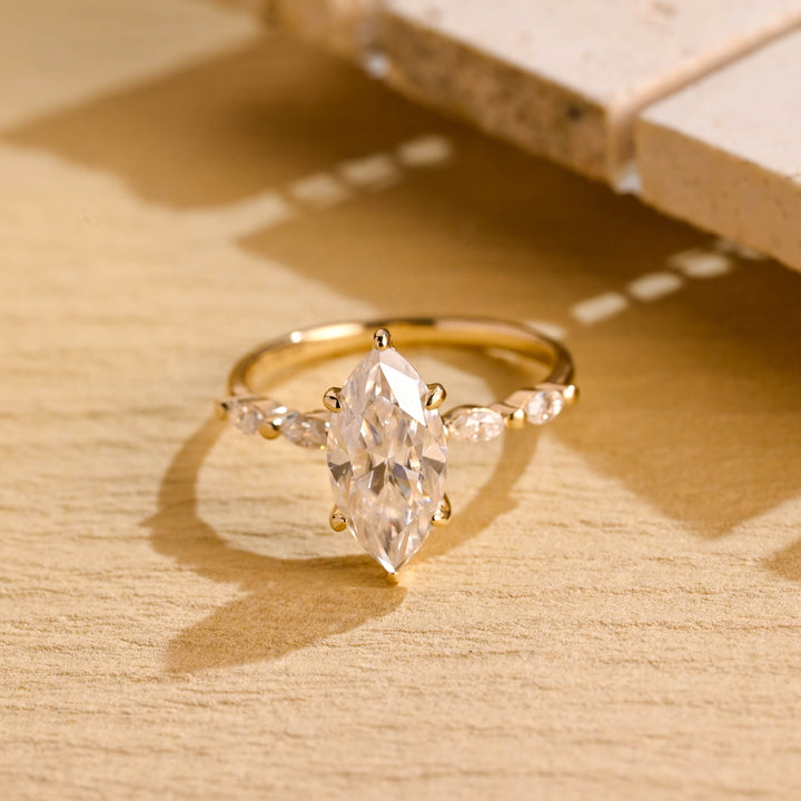 2.0ct-3.0ct Marquise Cut Lab Grown Diamond Pave Engagement Ring