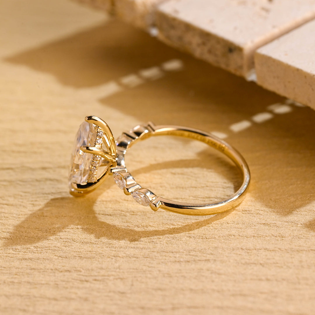 2.0ct-3.0ct Marquise Cut Lab Grown Diamond Pave Engagement Ring