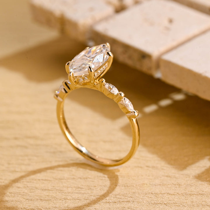 2.0ct-3.0ct Marquise Cut Lab Grown Diamond Pave Engagement Ring