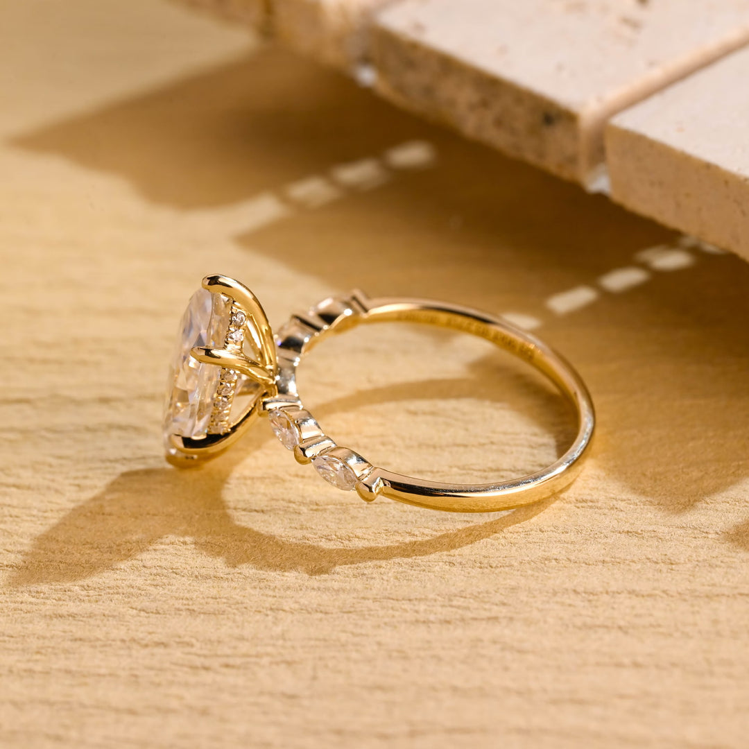 1.50ct-2.50ct Marquise Cut Lab Grown Pave Diamond Engagement Ring