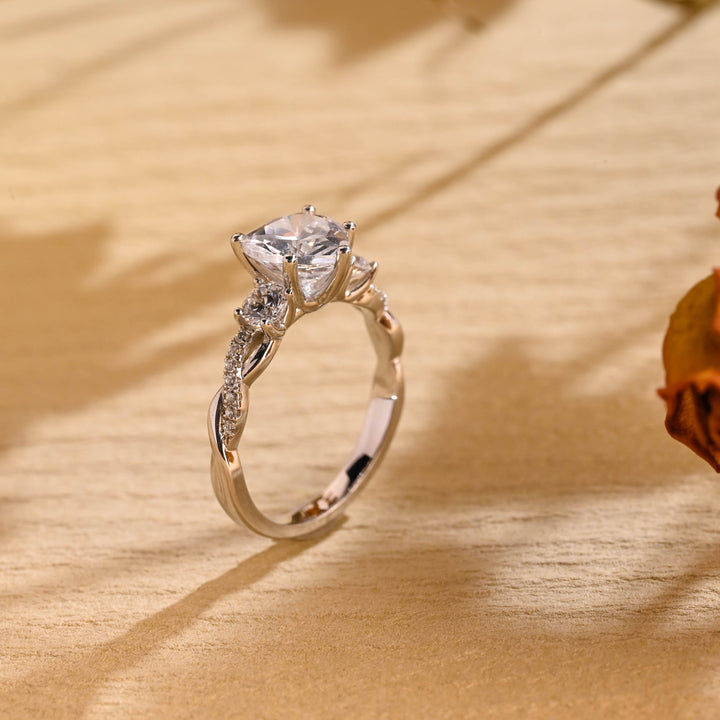 1.0ct-2.0ct Heart Cut Lab Grown Diamond Three Stone Engagement Ring