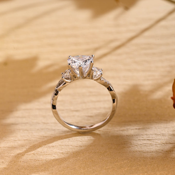 1.0ct-2.0ct Heart Cut Lab Grown Diamond Three Stone Engagement Ring
