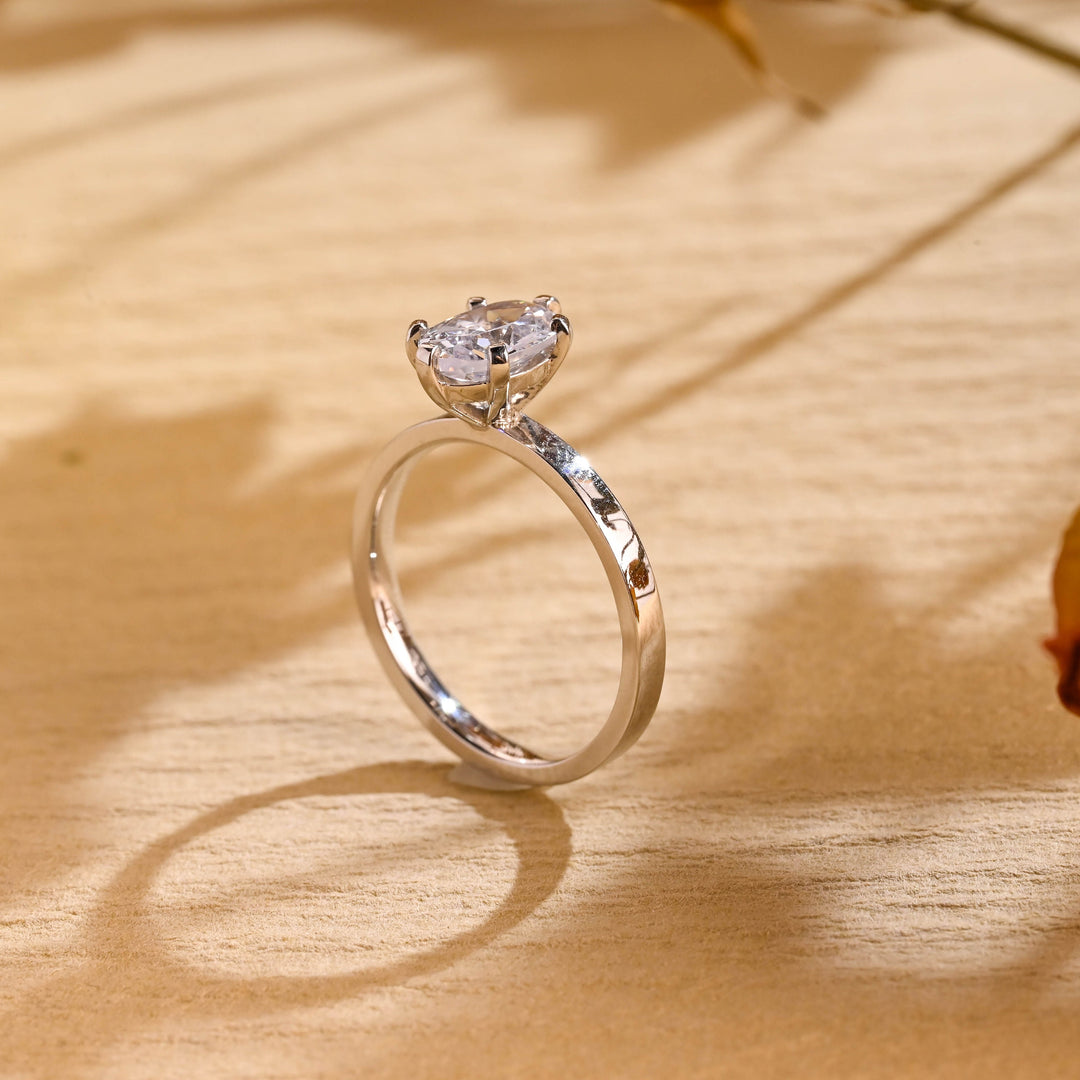 1.0ct-2.0ct Oval Cut Lab Grown Diamond Solitaire Engagement Ring