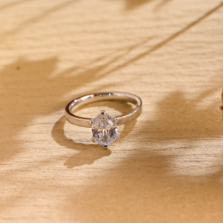 1.0ct-2.0ct Oval Cut Lab Grown Diamond Solitaire Engagement Ring