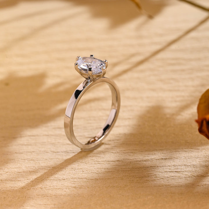 1.0ct-2.0ct Oval Cut Lab Grown Diamond Solitaire Engagement Ring