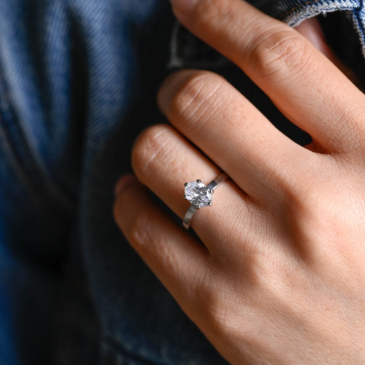 1.0ct-2.0ct Oval Cut Lab Grown Diamond Solitaire Engagement Ring