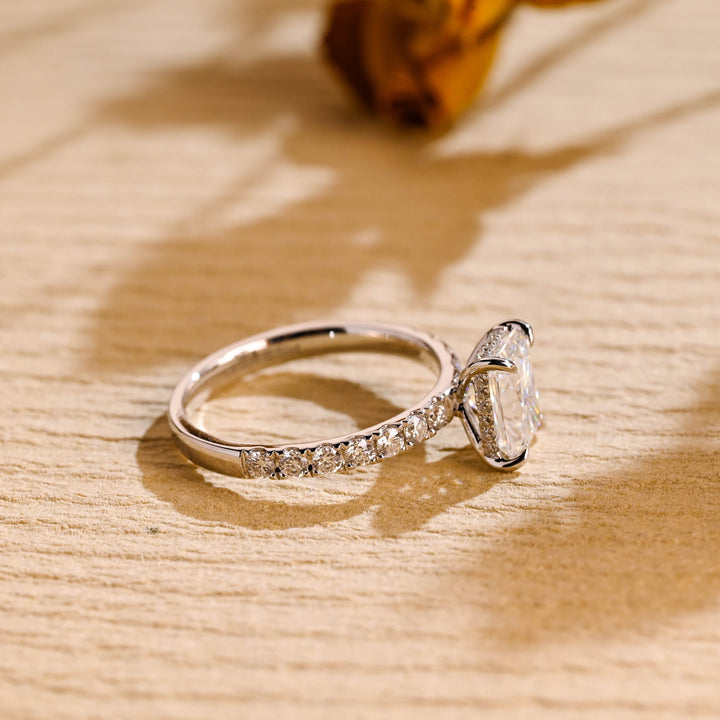 1.50ct-2.50ct Radiant Cut Lab Grown Pave Diamond Engagement Ring