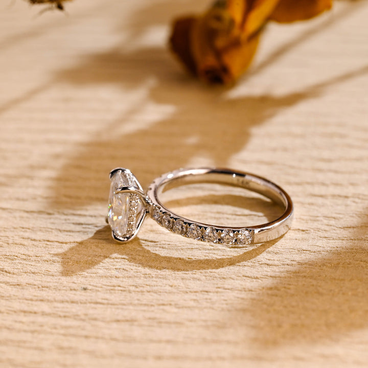1.50ct-2.50ct Radiant Cut Lab Grown Pave Diamond Engagement Ring