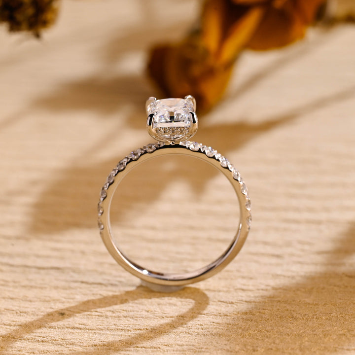1.50ct-2.50ct Radiant Cut Lab Grown Pave Diamond Engagement Ring