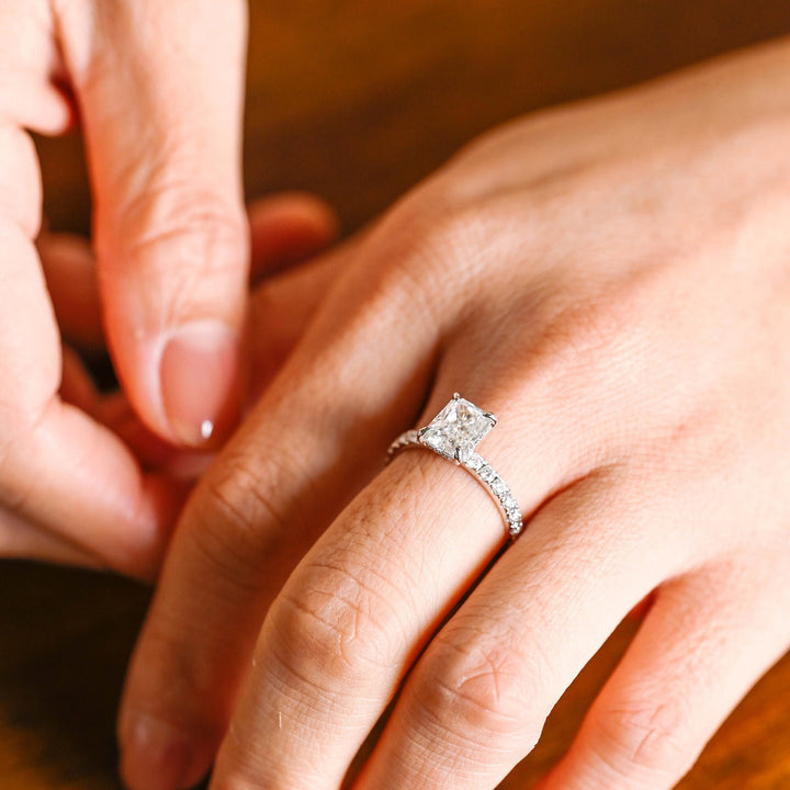 1.50ct-2.50ct Radiant Cut Lab Grown Pave Diamond Engagement Ring