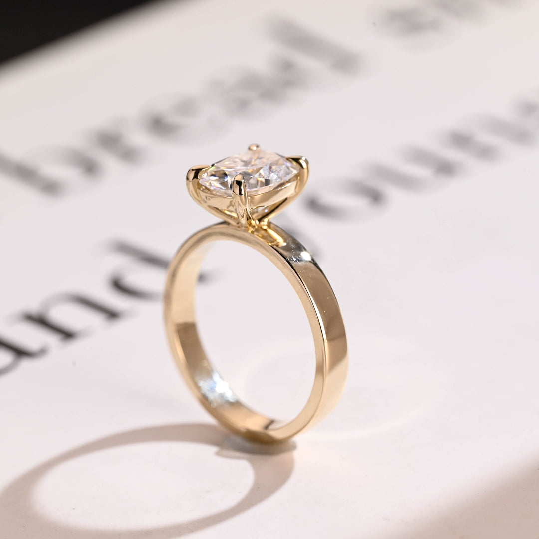 1.50ct-2.50ct Cushion Cut Lab Grown Thick Band Diamond Engagement Ring