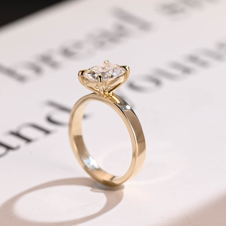 1.50ct-2.50ct Cushion Cut Lab Grown Thick Band Diamond Engagement Ring