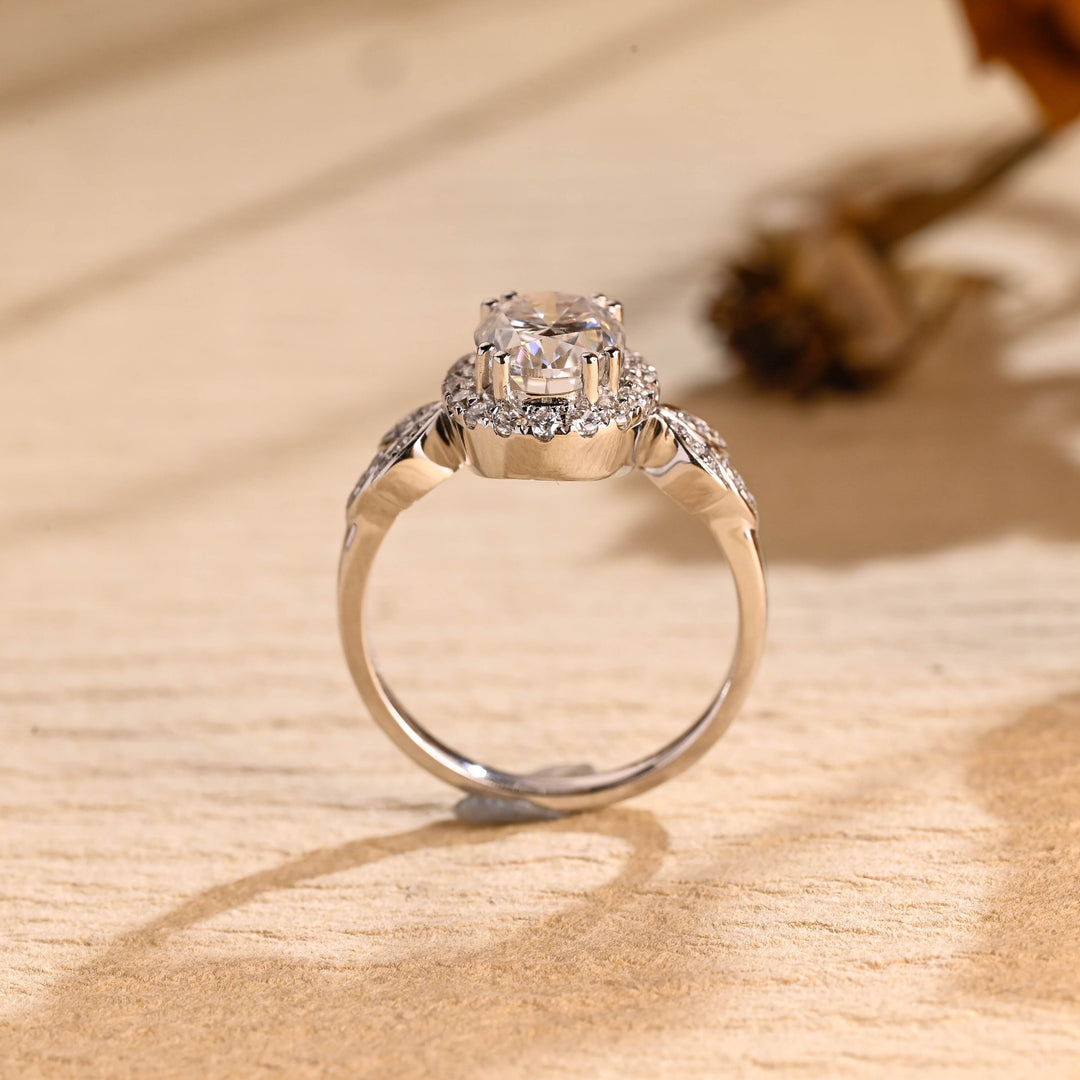 1.0ct-2.0ct Oval Cut Lab Grown Diamond Vintage Cluster Engagement Ring