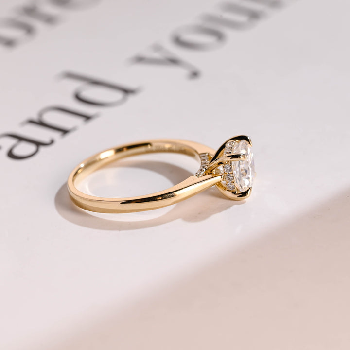 1.0ct-2.0ct Cushion Cut Lab Grown Diamond Hidden Halo Engagement Ring