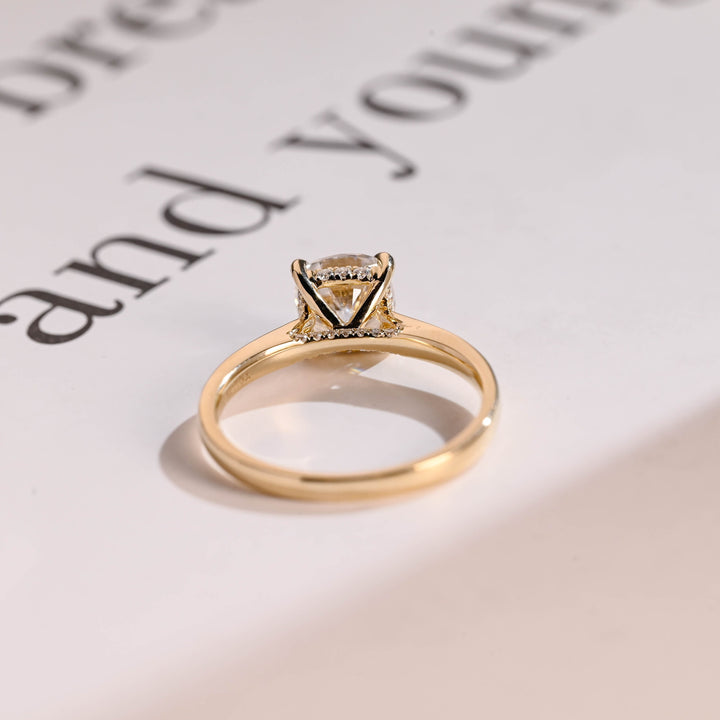 1.0ct-2.0ct Cushion Cut Lab Grown Diamond Hidden Halo Engagement Ring