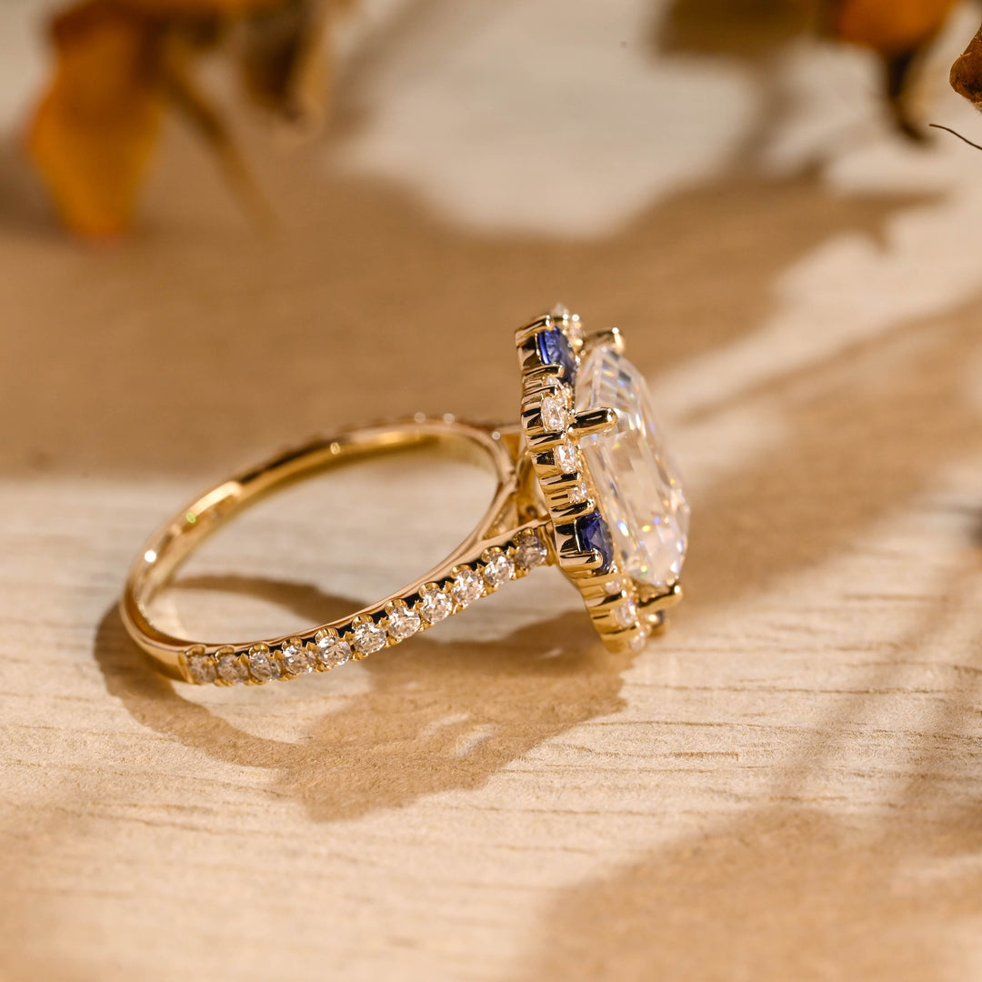 1.0ct-2.0ct Emerald Cut Lab Grown Diamond Cluster Engagement Ring
