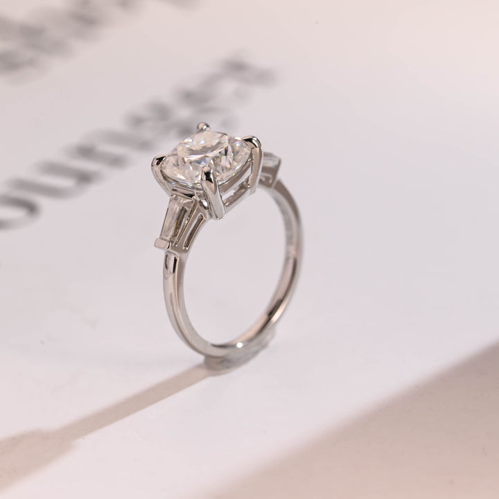 1.50ct-2.50ct Cushion Cut Lab Grown Diamond Three Stone Engagement Ring