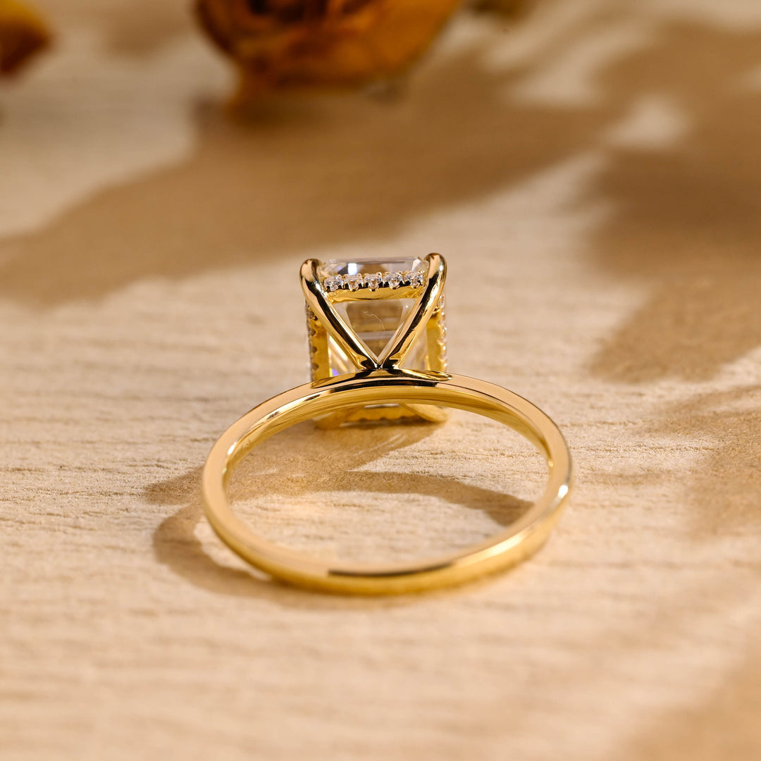 1.50ct-2.50ct Emerald Cut Lab Grown Diamond Hidden Halo Engagement Ring