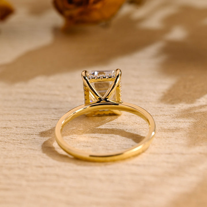 1.50ct-2.50ct Emerald Cut Lab Grown Diamond Hidden Halo Engagement Ring