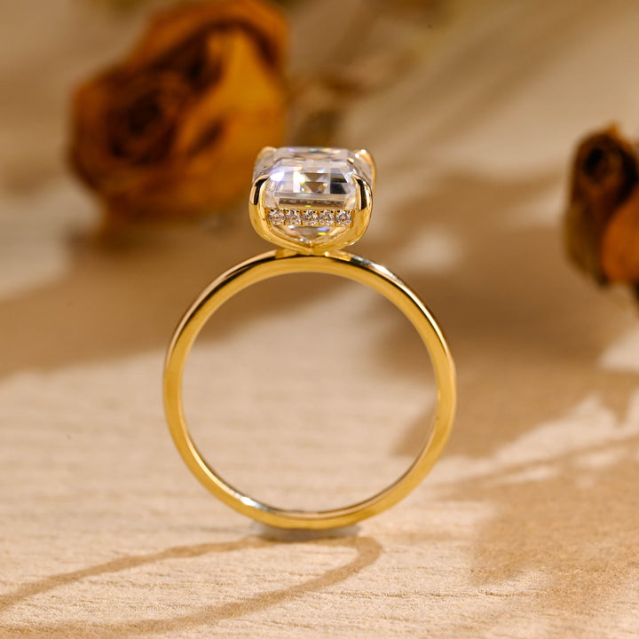 1.50ct-2.50ct Emerald Cut Lab Grown Diamond Hidden Halo Engagement Ring