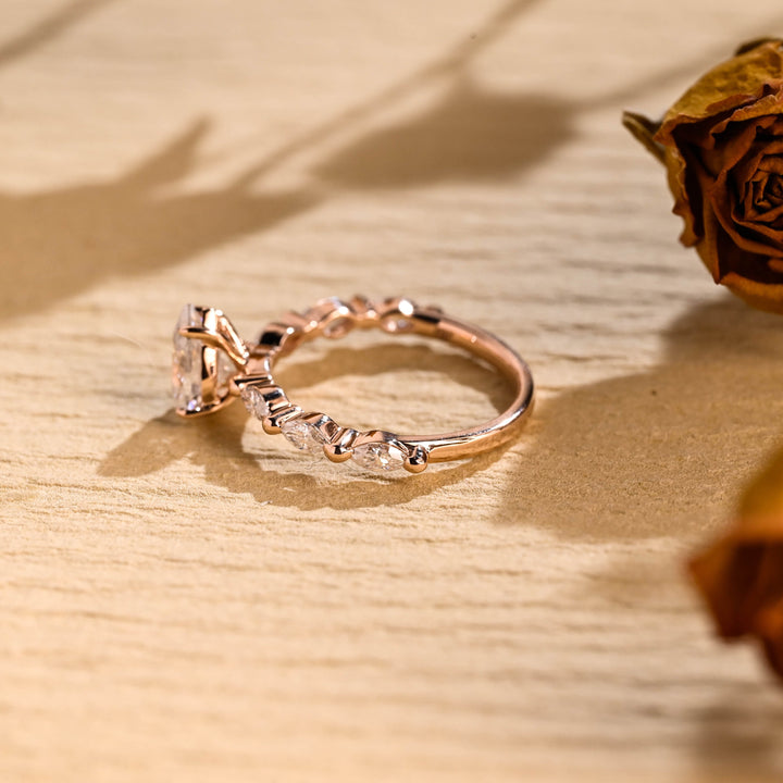 1.0ct-2.0ct Pear Cut Lab Grown Diamond Pave Engagement Ring