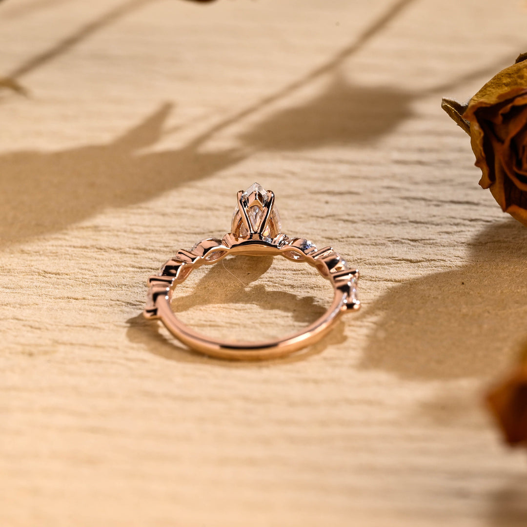 1.0ct-2.0ct Pear Cut Lab Grown Diamond Pave Engagement Ring