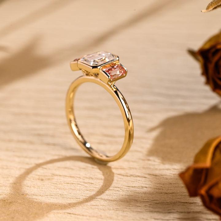 1.50ct-2.50ct Emerald Cut Lab Grown Diamond Three Stone Engagement Ring