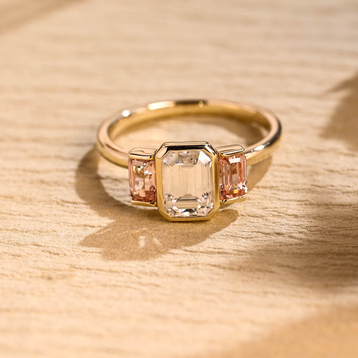 1.50ct-2.50ct Emerald Cut Lab Grown Diamond Three Stone Engagement Ring