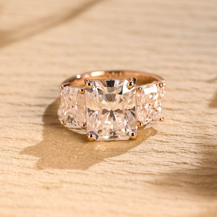 1.50ct-2.50ct Radiant Cut Lab Grown Diamond Three Stone Engagement Ring