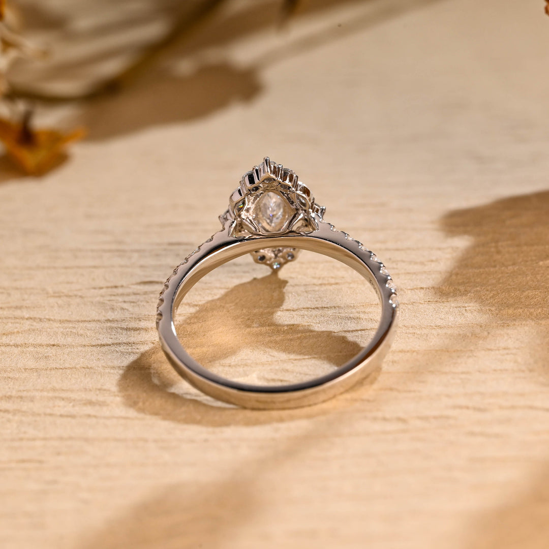 0.50ct-1.50ct Marquise Cut Lab Grown Unique Cluster Diamond Engagement Ring