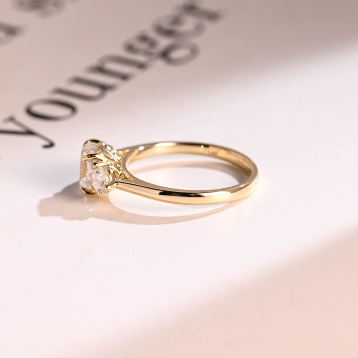 1.0ct-2.0ct Cushion Cut Lab Grown Diamond Three Stone Engagement Ring