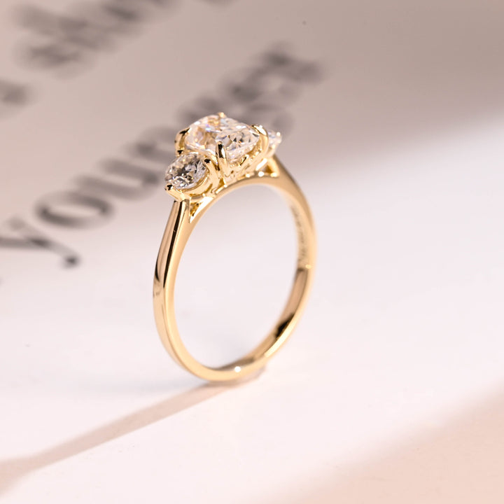 1.0ct-2.0ct Cushion Cut Lab Grown Diamond Three Stone Engagement Ring