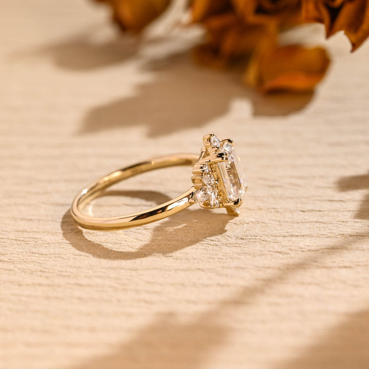 1.0ct-2.0ct Emerald Cut Lab Grown Diamond Cluster Engagement Ring