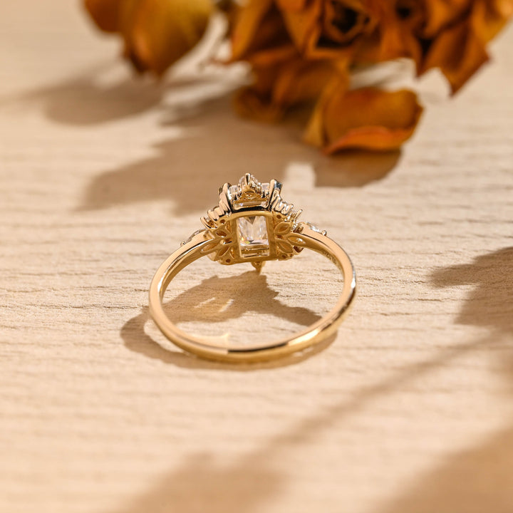 1.0ct-2.0ct Emerald Cut Lab Grown Diamond Cluster Engagement Ring