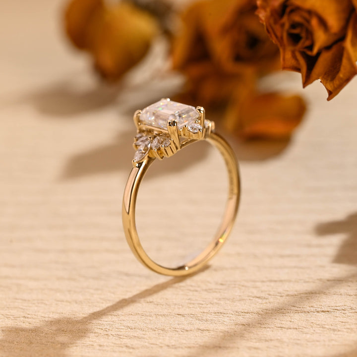 1.0ct-2.0ct Emerald Cut Lab Grown Diamond Cluster Engagement Ring