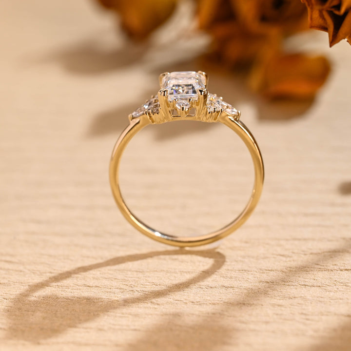 1.0ct-2.0ct Emerald Cut Lab Grown Diamond Cluster Engagement Ring