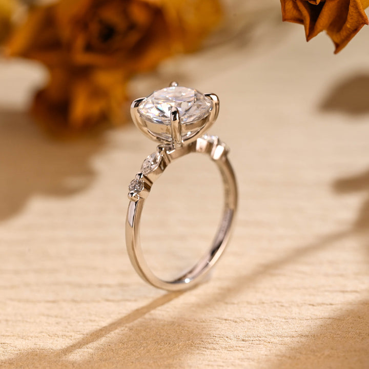 1.50ct-2.50ct Round Cut Lab Grown Diamond Pave Engagement Ring