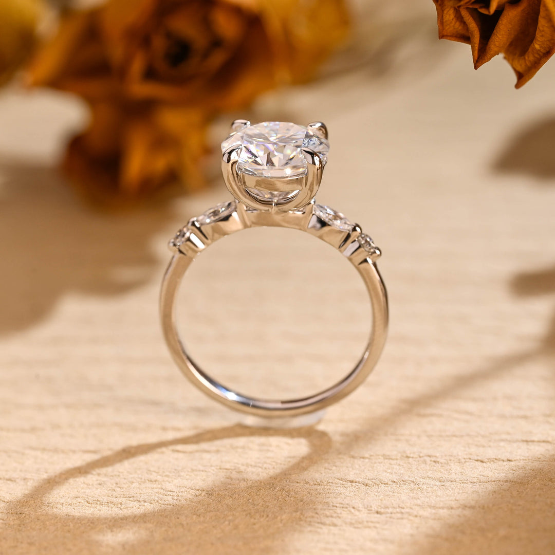 1.50ct-2.50ct Round Cut Lab Grown Diamond Pave Engagement Ring