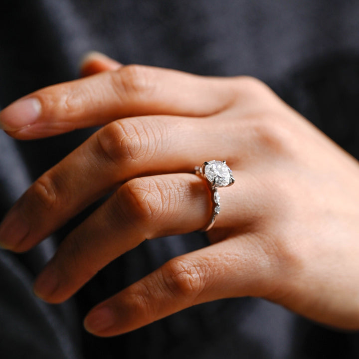1.50ct-2.50ct Round Cut Lab Grown Diamond Pave Engagement Ring