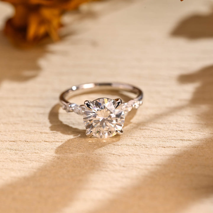 1.50ct-2.50ct Round Cut Lab Grown Diamond Pave Engagement Ring